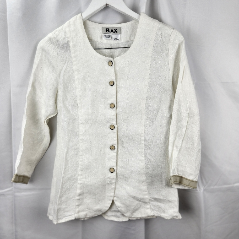 𝅺FLAX linen blazer/blouse size S in EUC